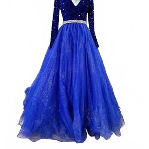 NEW AVA PRESLEY velvet sequin long sleeved ball gown in royal